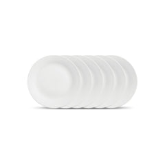 La Opala Diva Ivory Collection Opal Glass Crockery | Quarter Plate Set of 6 | Grace Red Design | Side Plate for Snacking & Gifting | Microwave Safe | 100% Vegetarian | Extra Strong | Light & White