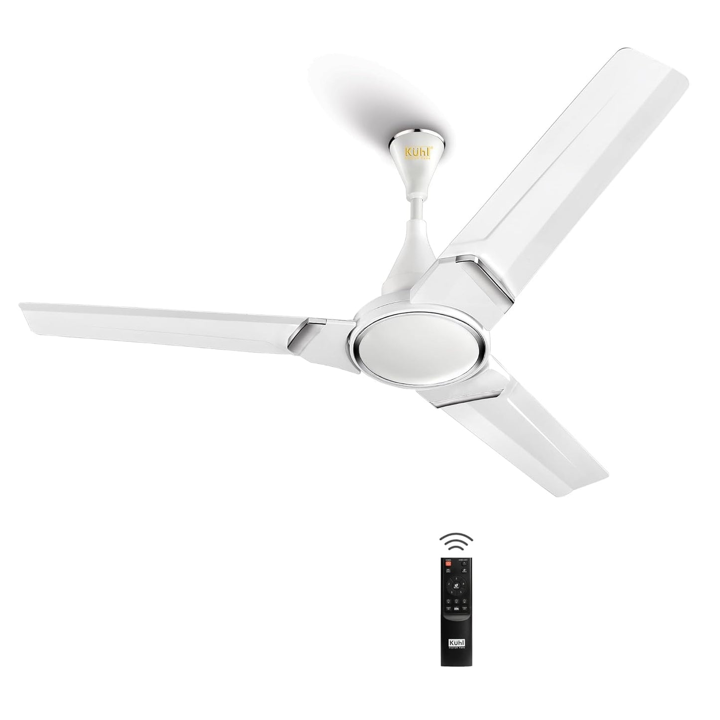 KUHL Prima A3 1200mm BLDC Ceiling Fan with Remote | 5-Star Rated | High Airflow | Saves up to 65% Electricity | 5-Year Brand Warranty | White
