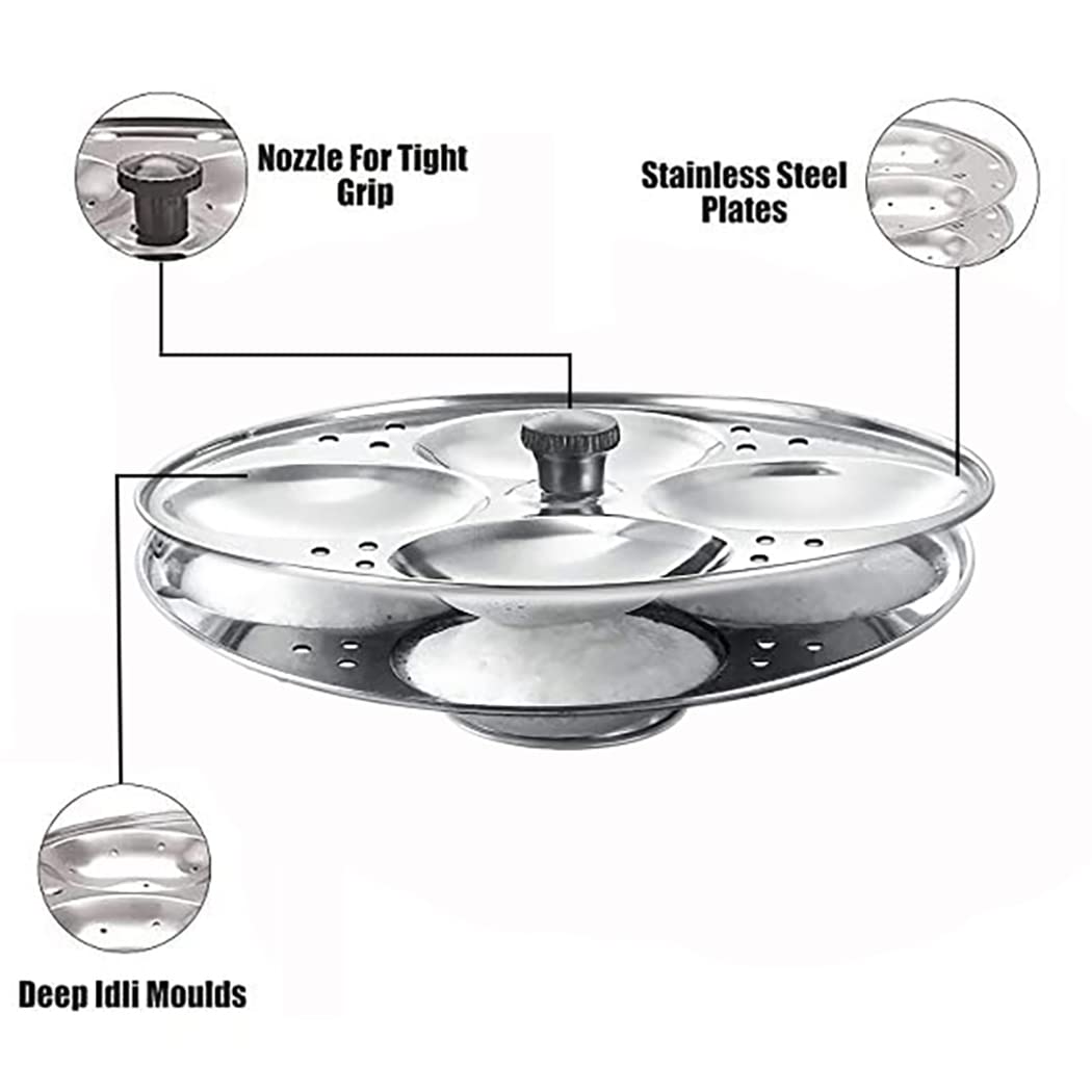 Prithi Home's and Kitchen Stainless Steel Non Stick Idli Plates Idli Maker| Idli Stand with Holes for Pressure Cooker, Idly Pot,Idly cooker,Kadai etc (2 Plates)