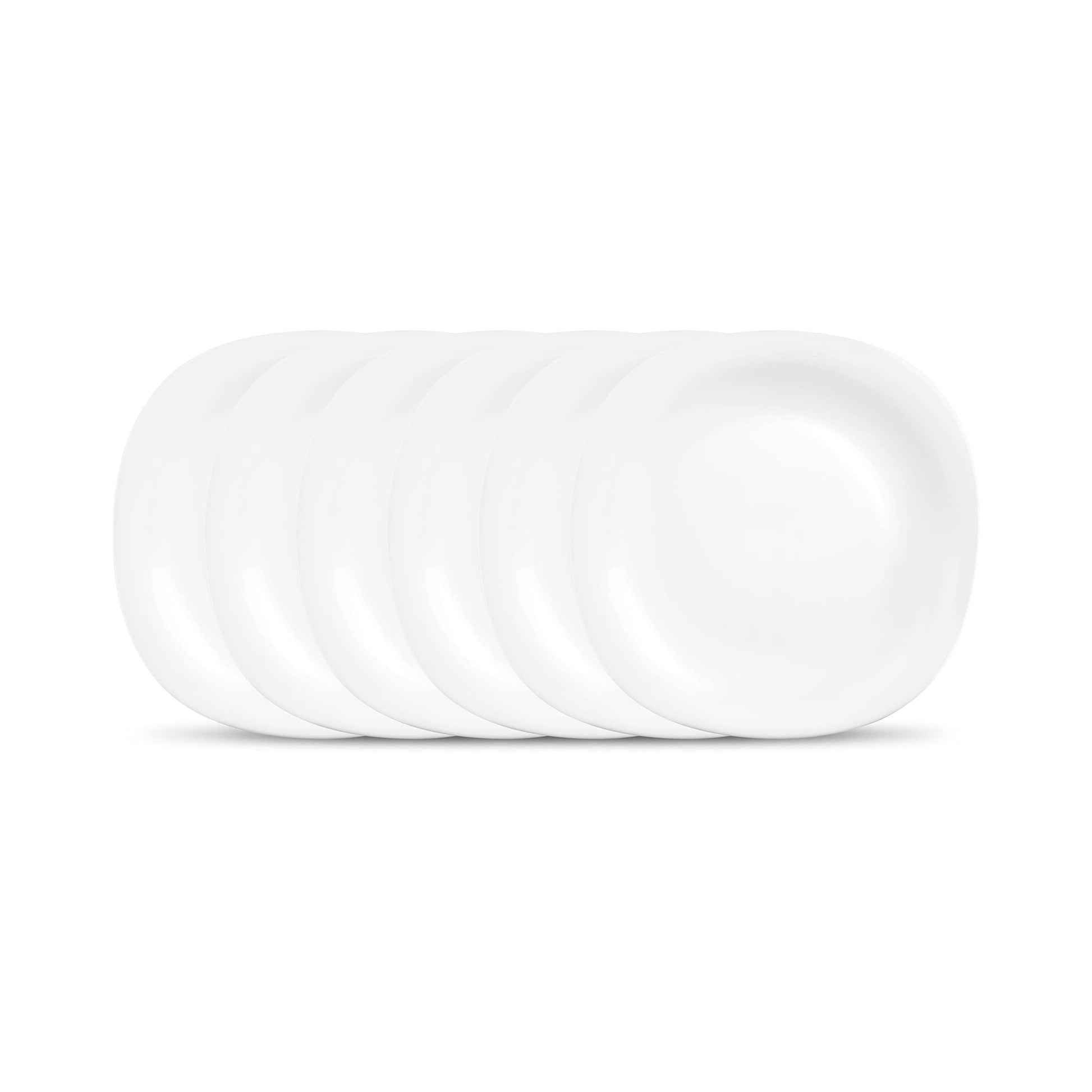 La Opala Diva Quadra Collection Opal Glass Crockery | Full Plate Set of 6 Summertide | Square Dinner Plate for Dining & Gifting | Microwave Safe | 100% Vegetarian | Extra Strong | Light & White