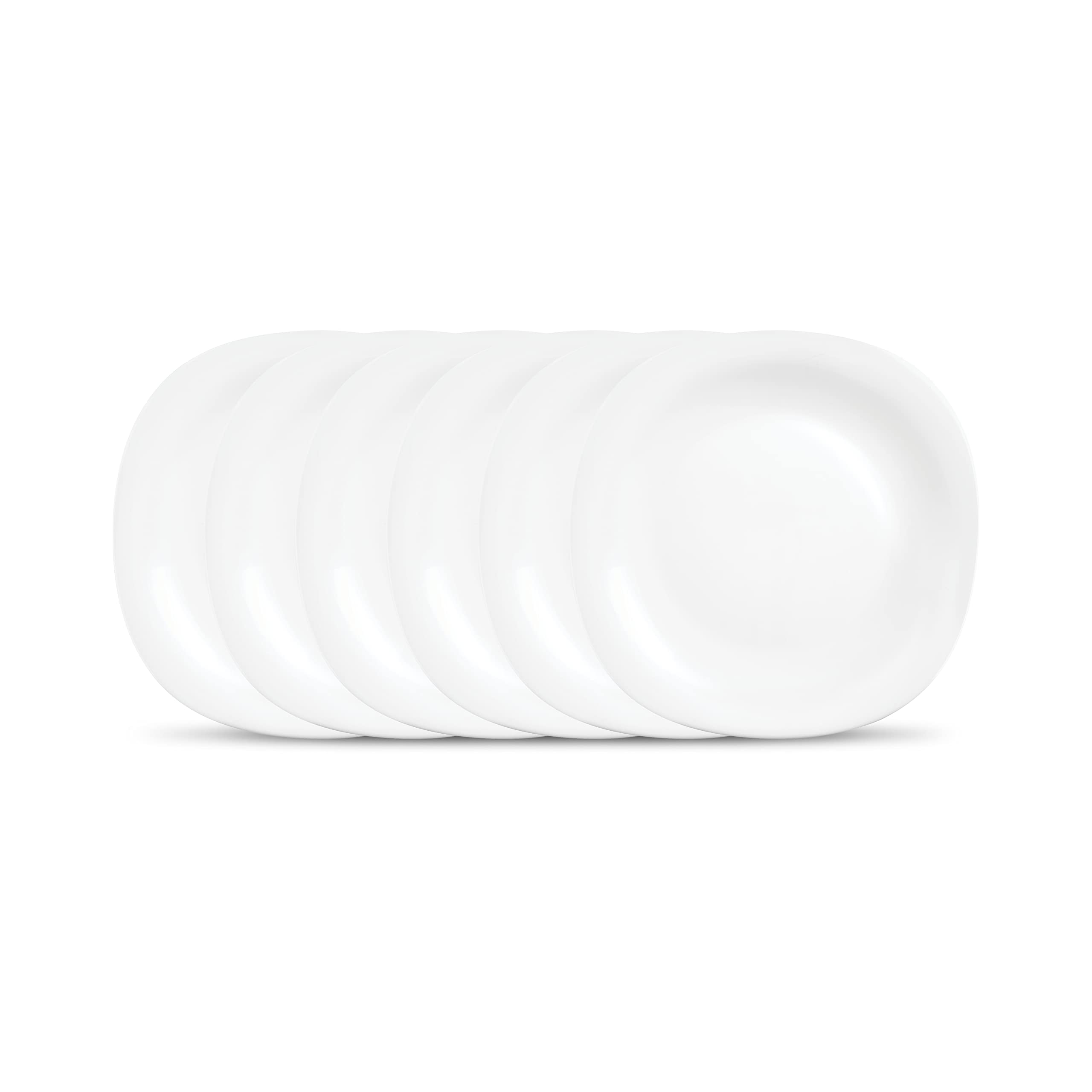 La Opala Diva Quadra Collection Opal Glass Crockery | Full Plate Set of 6 Summertide | Square Dinner Plate for Dining & Gifting | Microwave Safe | 100% Vegetarian | Extra Strong | Light & White