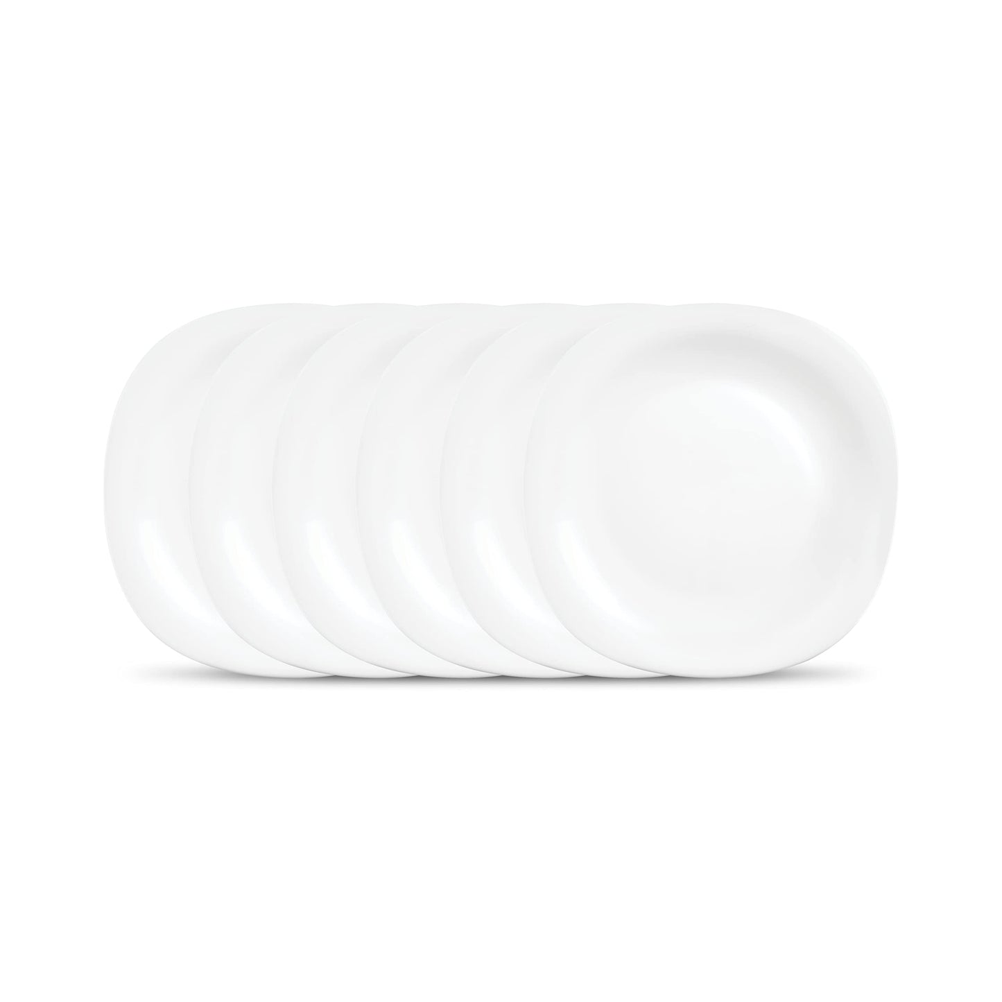 La Opala Diva Quadra Collection Opal Glass Crockery | Full Plate Set of 6 Belladonna | Square Dinner Plate for Dining & Gifting | Microwave Safe | 100% Vegetarian | Extra Strong | Light & White