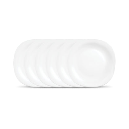 La Opala Diva Quadra Collection Opal Glass Crockery | Full Plate Set of 6 Belladonna | Square Dinner Plate for Dining & Gifting | Microwave Safe | 100% Vegetarian | Extra Strong | Light & White