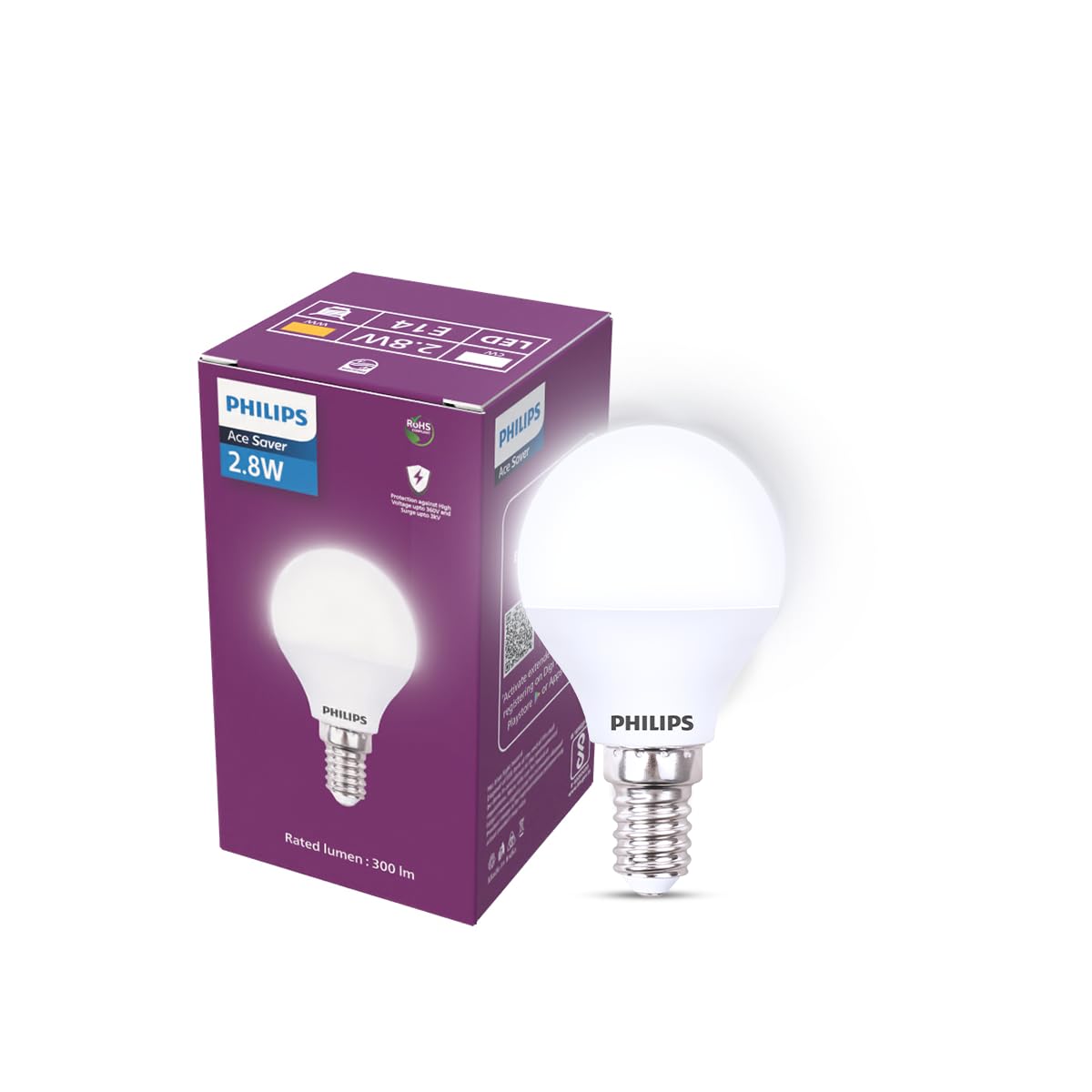Philips 2.8W LED Frosted Candle Bulb (White, B0GHNY8L5Y)