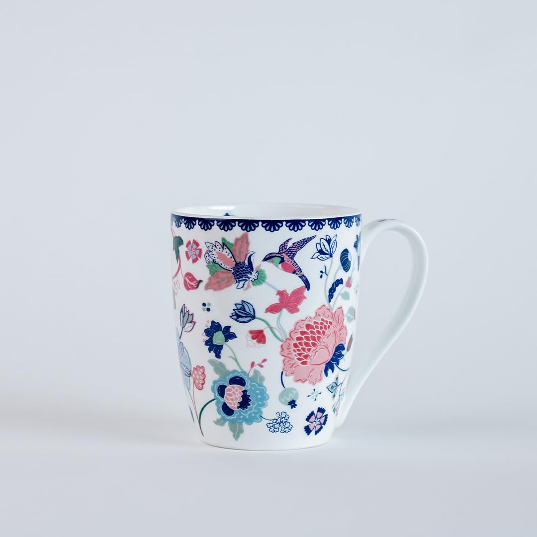 Magique by The Wishing Chair x ClayCraft : Forest Jahanara Ceramic Coffee Mug 300ml | Fine China Milk Tea Cup | Elegant Floral Mug for Home Office Gifting | Microwave & Dishwasher Safe