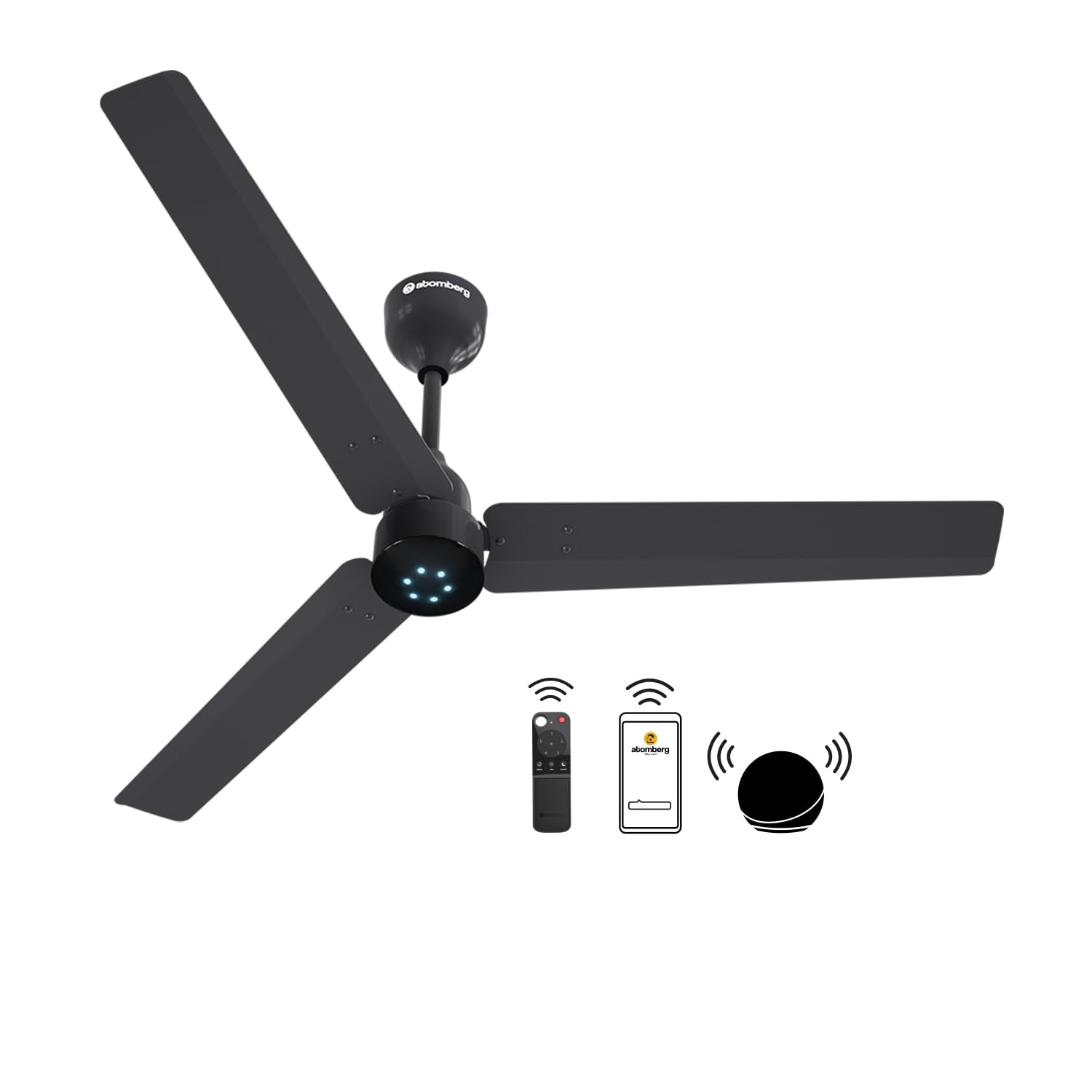 atomberg Renesa Halo Smart Alexa Enabled 1200mm BLDC Ceiling Fan with Remote | BEE 5 star | High Air Delivery | Low noise | LED Speed Indicator | Sleek Design | | 3 Year Warranty| Matte Brown & Black