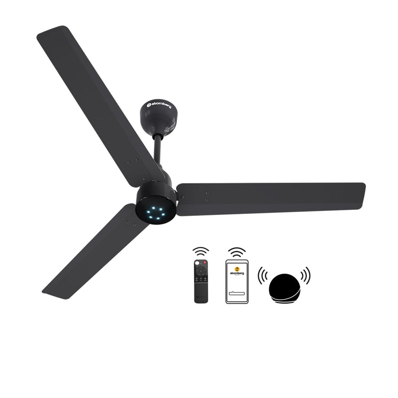 atomberg Renesa Halo Smart Alexa Enabled 1200mm BLDC Ceiling Fan with Remote | BEE 5 star | High Air Delivery | Low noise | LED Speed Indicator | Sleek Design | | 3 Year Warranty| Pebble Grey