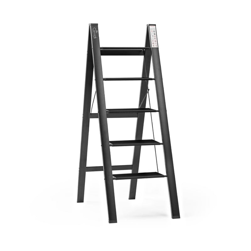 Corvids 2-Steps Premium Folding Step Stool | 2-Year Warranty | Wide Anti-Slip Pedal, Portable Lightweight Aluminum Step Ladder for Home and Office Use (Teak)