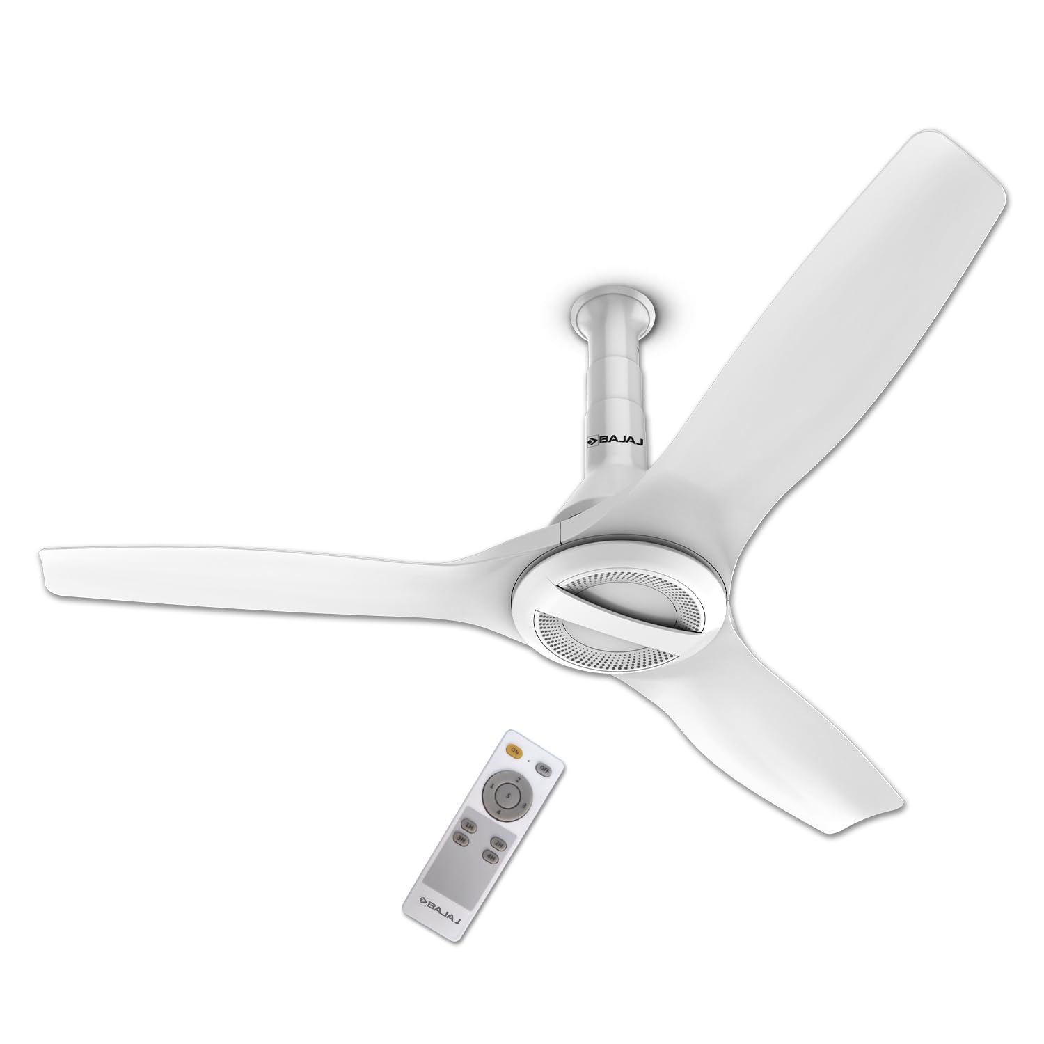 Bajaj Arioso Luxe 1200MM (48") BLDC Ceiling Fans For Home | BEE 5 Stars Rated Energy Efficient | Aerodynamically Designed Blades | Adjustable Canopy | RF Remote | 2-Yr Warranty 【White & Nickel】