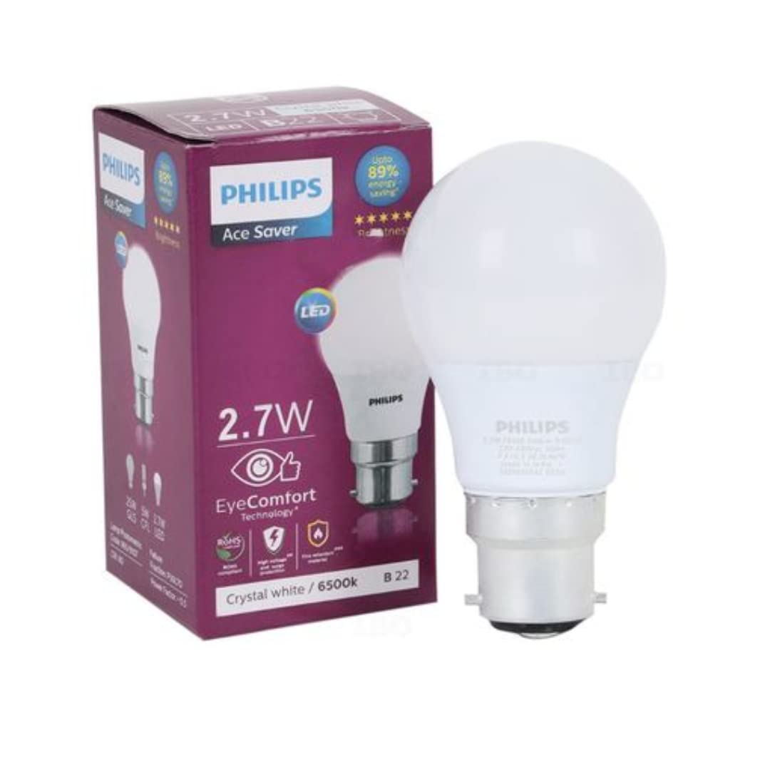 Philips Base B22 3Watt LED Bulb (Pack of 3, White, Cool Day Light)