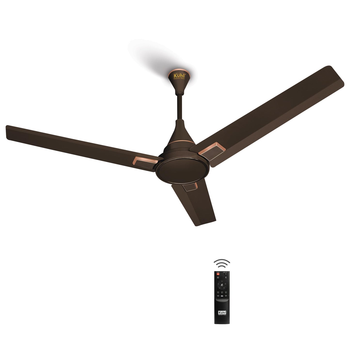 KUHL Prima A1 1200MM Decorative Power Saving BLDC Ceiling Fan With Remote | 29W | Saves Upto 65% Electricity | 5 stars | High Air Flow | Stylish Design | Brown