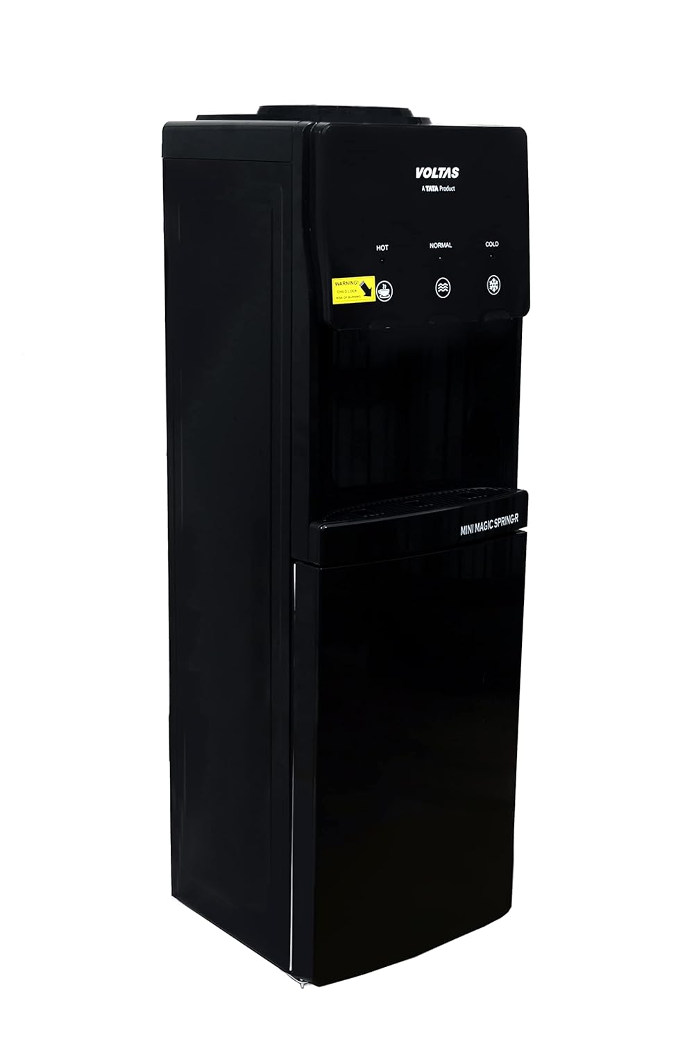 Voltas Spring-R Water Dispenser with Three Temperature Tap and Small Refrigerator (Black Color)