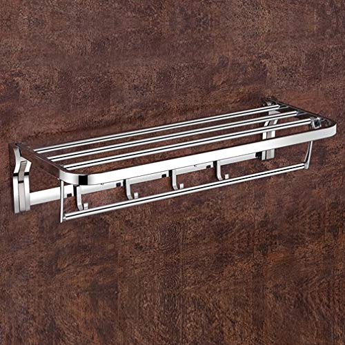 Plantex Stainless Steel Folding Towel Rack/Towel Rod with Hooks for Bathroom/Towel Stand/Towel Hanger/Bathroom Accessories (24-inch) Chrome-6