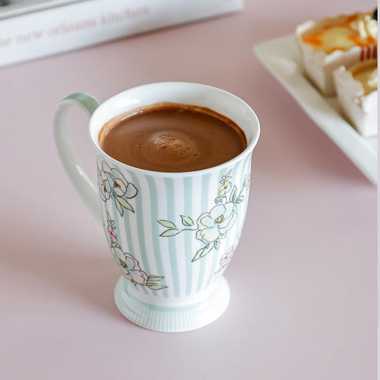 Magique by The Wishing Chair x ClayCraft : Stripe Happy Days Ceramic Coffee Mug 300ml | Fine China Milk Tea Cup | Microwave & Dishwasher Safe | Elegant Mug for Home Office Gifting
