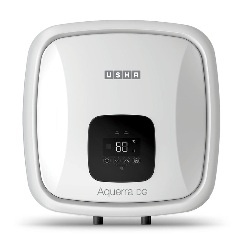 Usha Aquerra DG 25 Litre 5 Star Digital Storage Water Heater with Remote (White), Wall Mounting