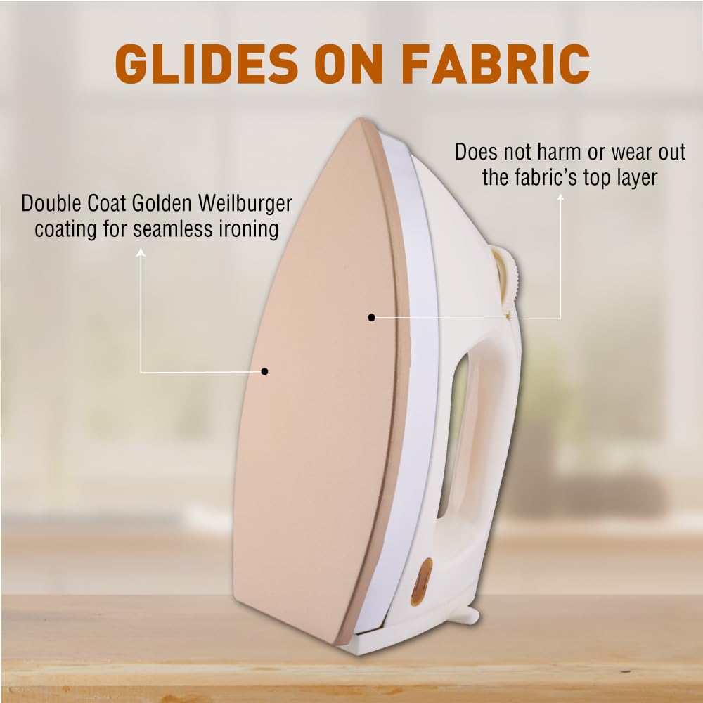 Usha EI 3710 Heavy Weight 1000-Watt Dry Iron, 1.75 Kg(White)