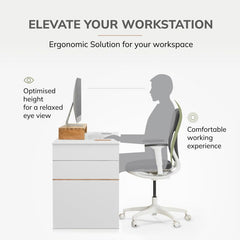 Solid Sheesham Wood Rectangle Monitor Stand Table for Office, Home, Studio, Study - Ergonomic Screen Riser