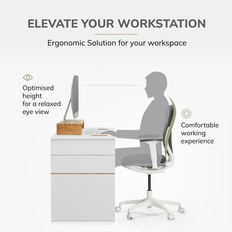 Solid Sheesham Wood Rectangle Monitor Stand Table for Office, Home, Studio, Study - Ergonomic Screen Riser