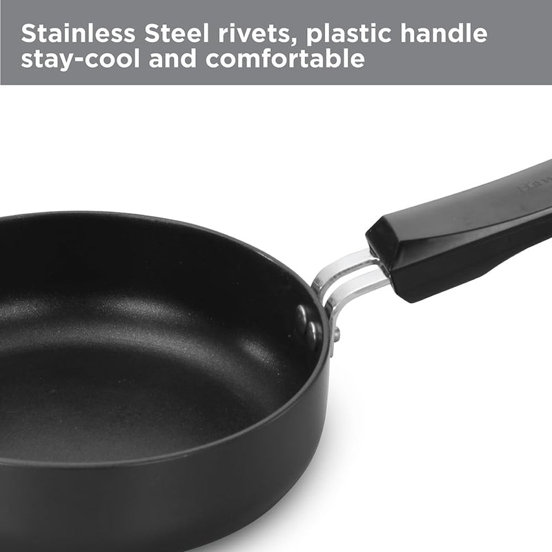 Hawkins Futura 16 cm Frying Pan, Non Stick Fry Pan, Induction Omelette Pan, Small Frying Pan, Black (INF16)
