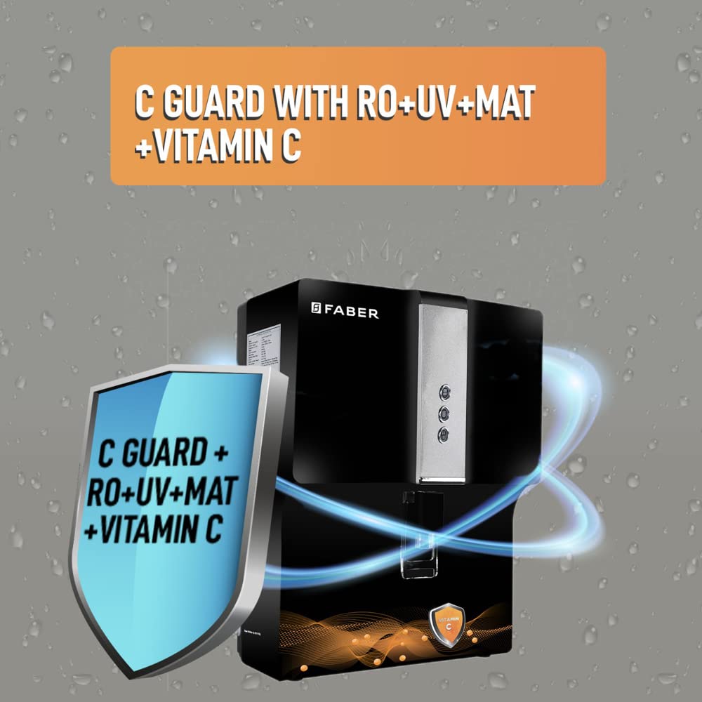Faber RO+ MAT+Vitamin C,7 Liters Water purifier with 7Stage, Upto 2500 TDS, Black