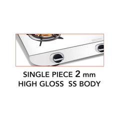Vidiem Tusker Pulse Stainless Steel 3 Burner Gas Stove with Brass Burners, Auto Ignition Gas Stove, High Gloss Finish, L