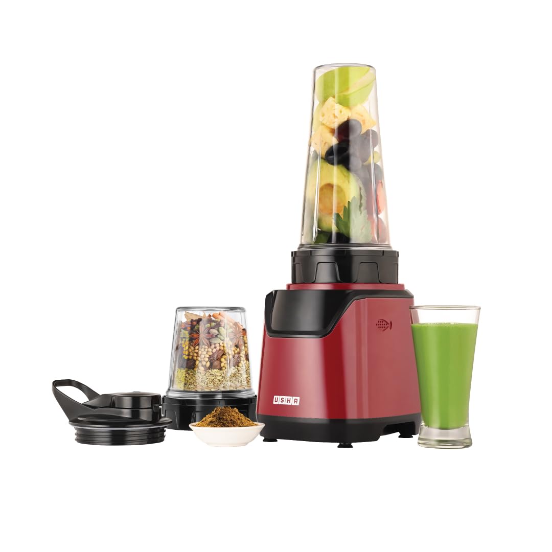 USHA Blender Nutrimagna Pro | 600W |On the Go Blender| Stainless steel blades| Spill proof spout and store lid | 2 blade assembly | Maroon