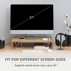 Solid Sheesham Wood Rectangle Monitor Stand Table for Office, Home, Studio, Study - Ergonomic Screen Riser
