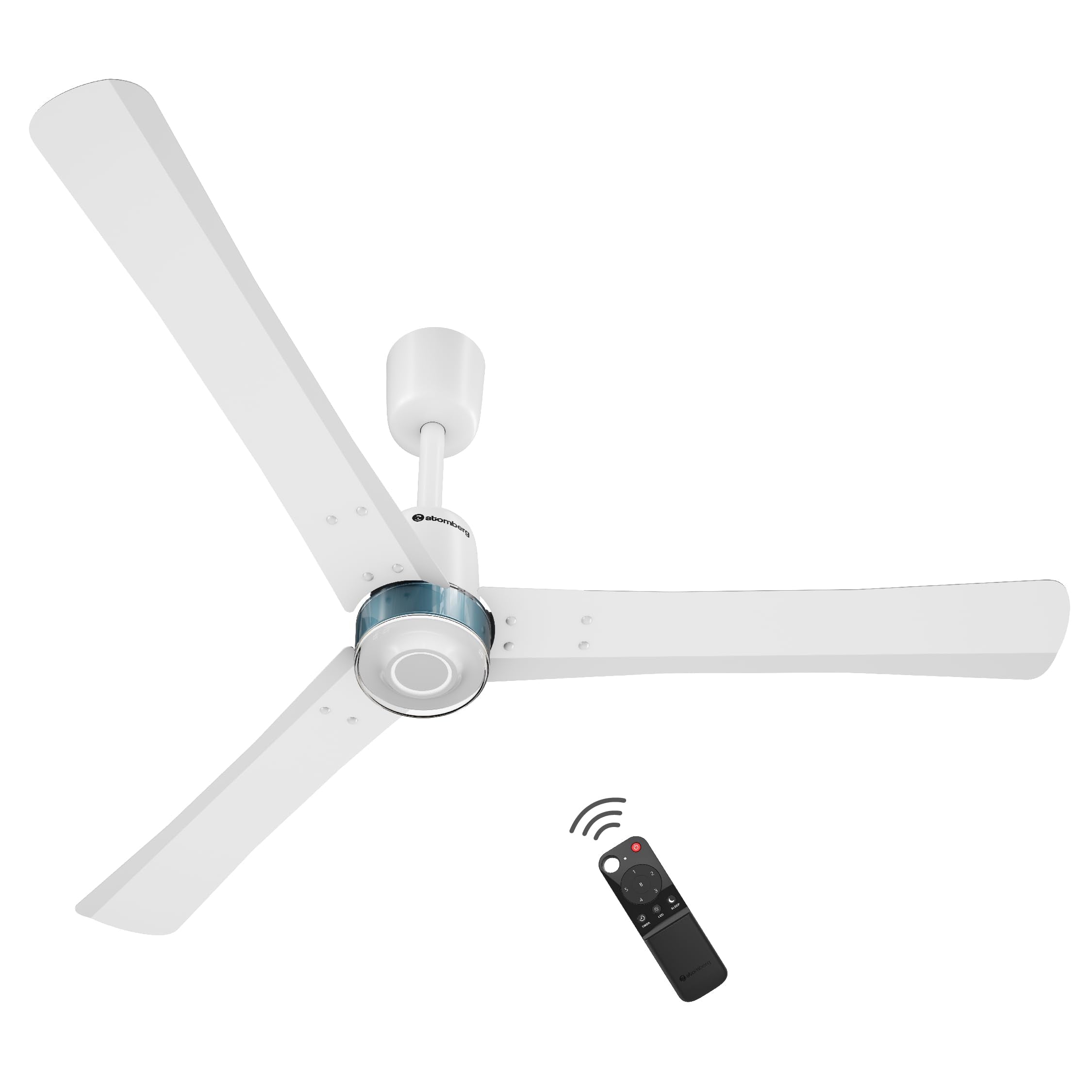 atomberg Renesa Elite Smart 1200mm Voice Enabled BLDC Ceiling Fan with Remote Control | BEE 5 star | High Air Delivery with Moonbeam LED Light | Designer Fan | 5 Year Warranty | Pearl White