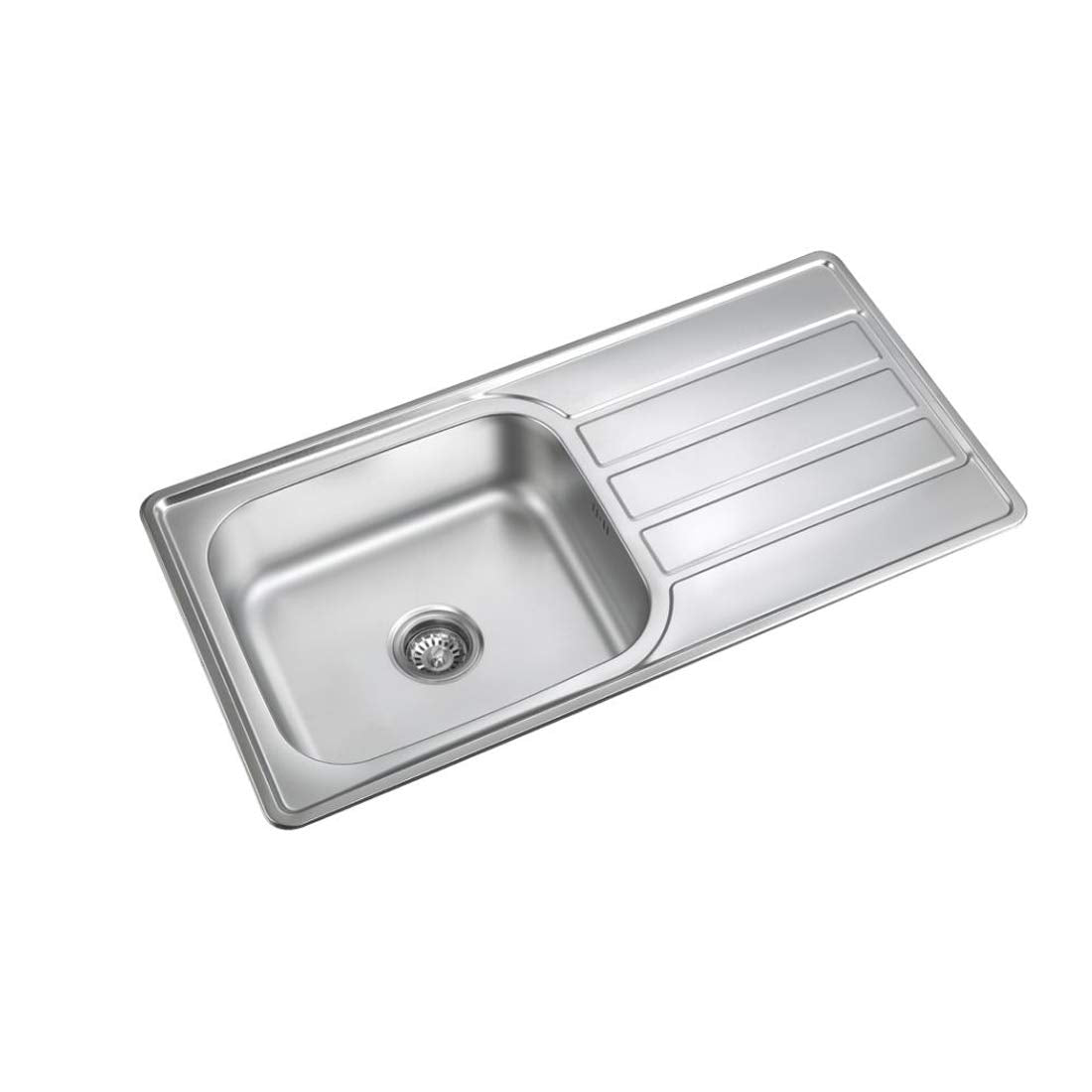 Kaff KSD 10 SBD Single Bowl with Drain Board Stainless Steel Sink Anti Condensation Coating Thick Sound Reduction pad on