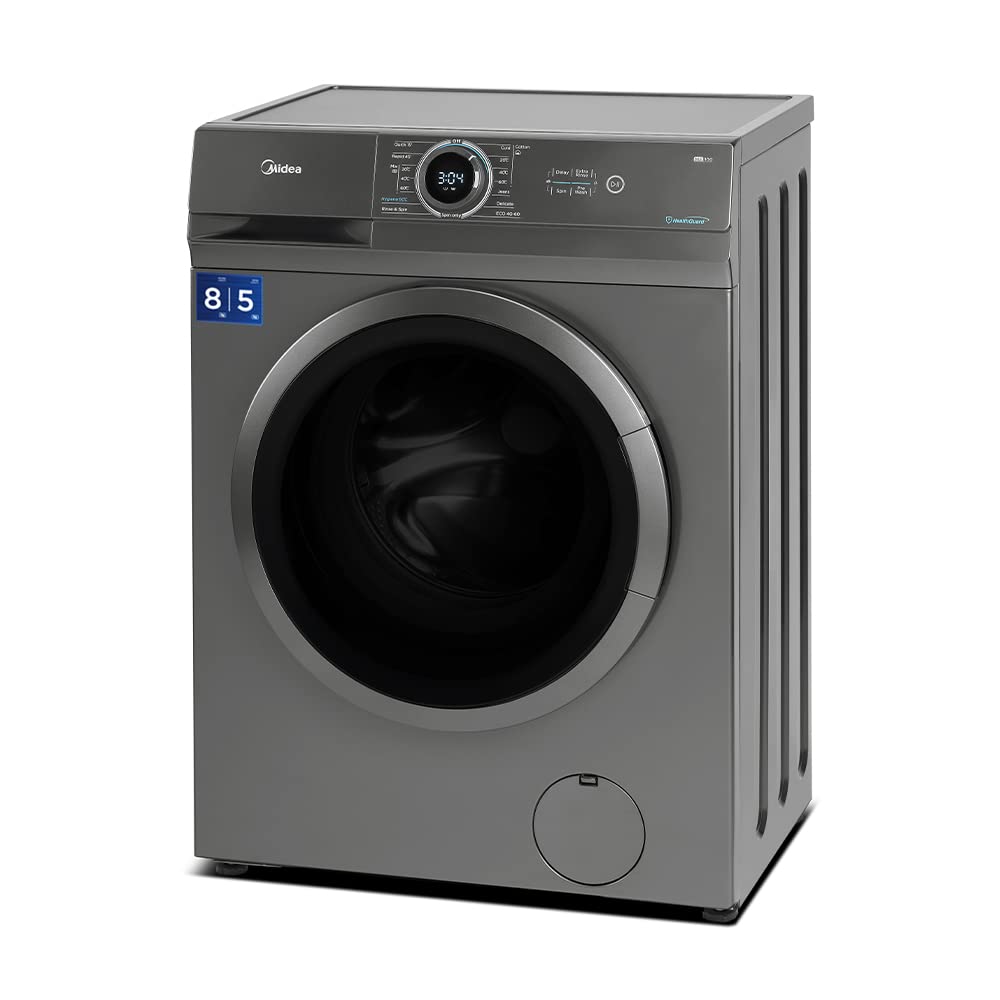 Midea 8Kg/5Kg Inverter Fully Automatic Washer Dryer (Mf100D80B/T-In, Titanium Silver, Inbuilt Heater) - Front Load