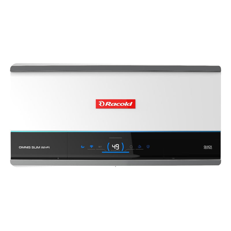 Racold Omnis Slim 15L Horizontal Energy Efficient Storage Water Heater (Geyser) With Free Standard Installation & Pipes |Italian Design| Shower Ready Indicator | Suitable For High Rise Buildings