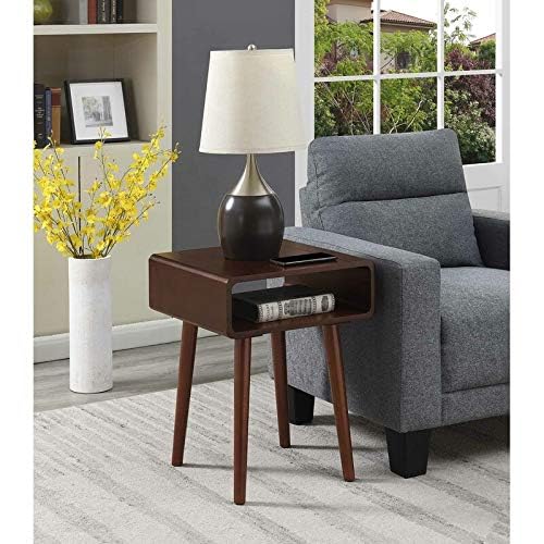 Bedside end Table Open Shelf | Sofa Side Table | Bedroom Table | Tall End Table | Rosewood | Color Black (Brown