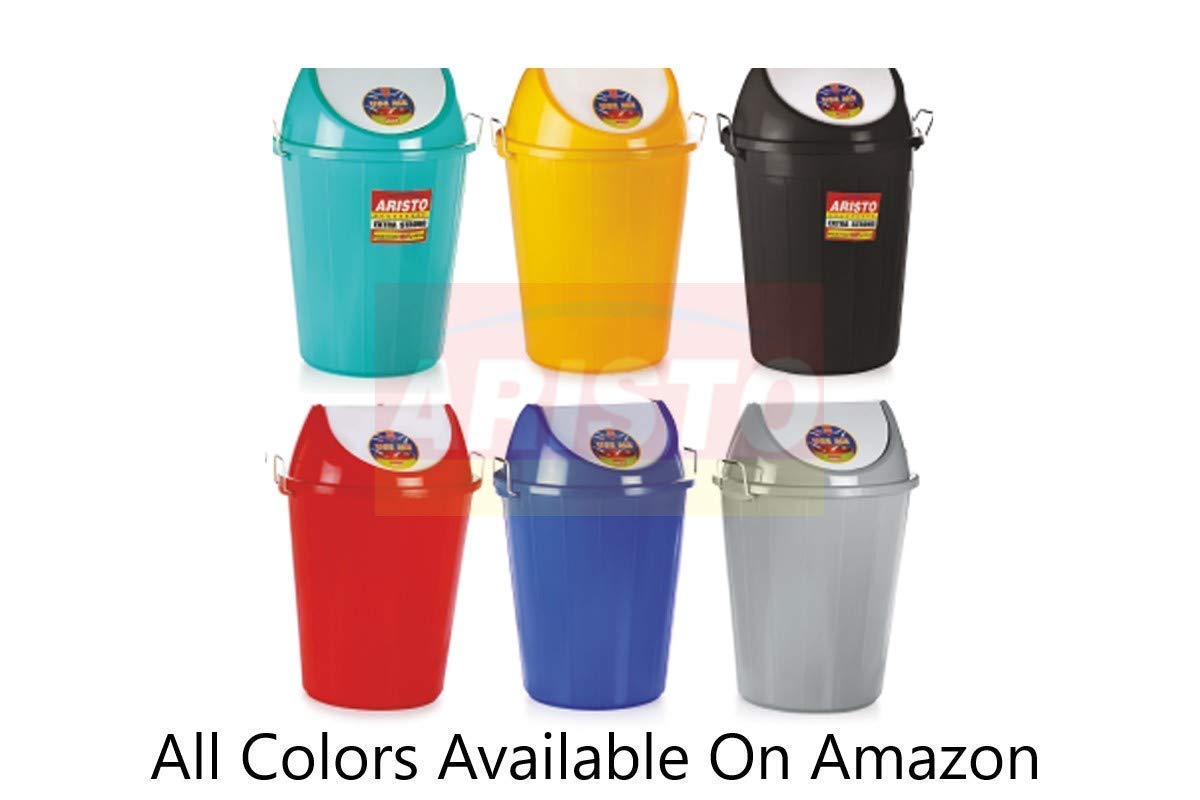 ARISTO Plastic Swing Lid Garbage Waste Dustbin, 30 Ltrs, Red