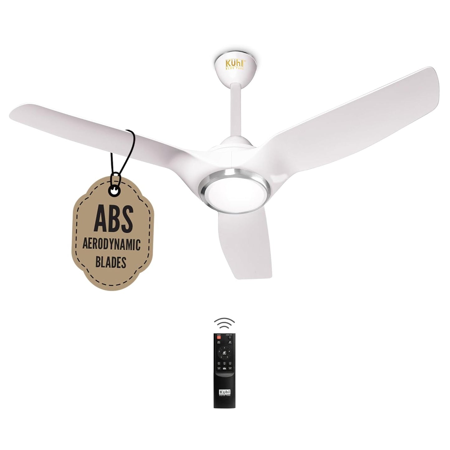 KUHL Meridian M1 1200MM 65% Power Saving BLDC Ceiling Fan With Remote | BEE 5 Star Rated & ISI Marked | High Air Flow | Down Light & Reverse Mode | 5 Year Warranty on Motor | Free Installation |White
