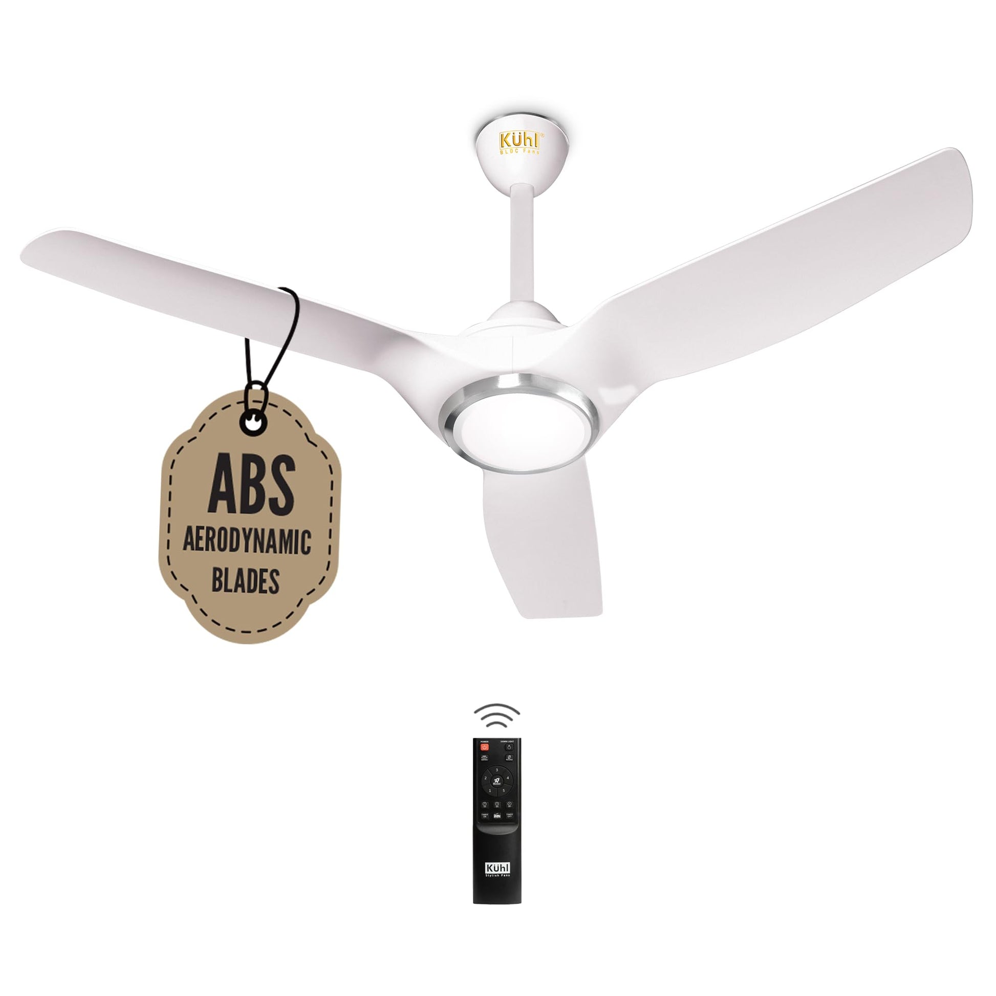 KUHL Meridian M2 1200 mm 65% Power Saving BLDC Ceiling Fan With Remote | BEE 5 Star Rated & ISI Marked | High Air Flow | Reverse Mode | 5 Year Warranty on Motor | Free Installation | White