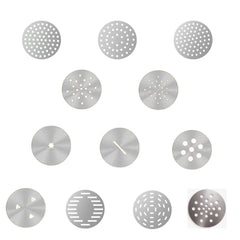 12-Pack Stainless Steel Replacement Discs – Interchangeable Molds/Dies for Handheld Murukku Maker, Idiyappam Noodle Maker, Sev, Pasta & More Compatible with All Automatic Noodle Makers (12)
