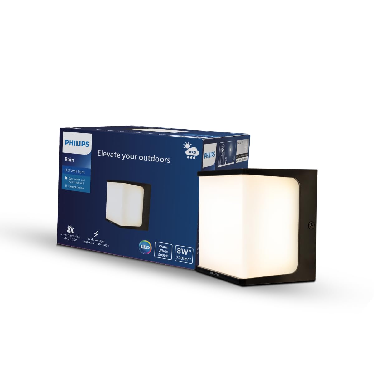 Philips 8-watt LED Square Shape Wall Light (IP-65)