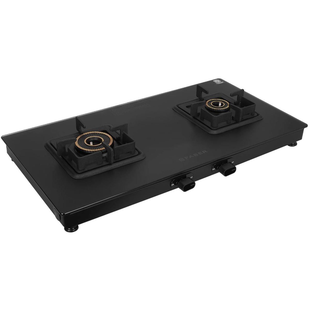 Faber 2 Burner 70Cm Cooktop |Auto Ignition| |Metal Knobs| MS Diamond coated Pan Support | Matt Black Glass Finish |5 Yrs