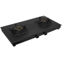 Faber 2 Burner 70Cm Cooktop |Auto Ignition| |Metal Knobs| MS Diamond coated Pan Support | Matt Black Glass Finish |5 Yrs