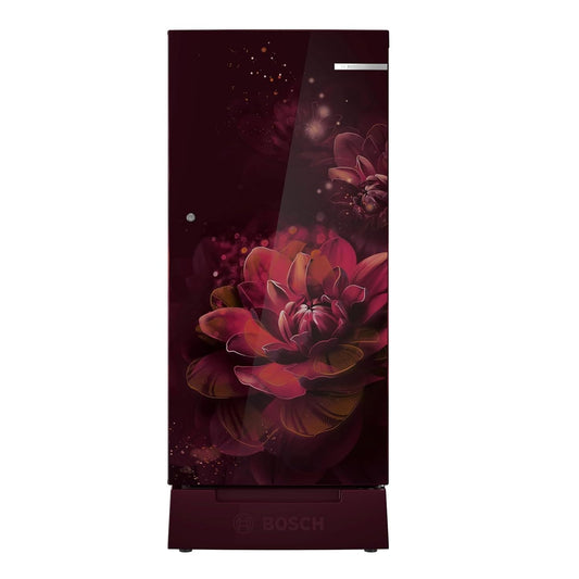Bosch 187 L, 3 Star, Single Door Refrigerator with Industry's largest base drawer, vegetable box* & Beverage space (CST18W23PI, Wine Flower) 18 Hr Cooling Retention, 2.5x Cooling, Inverter compressor