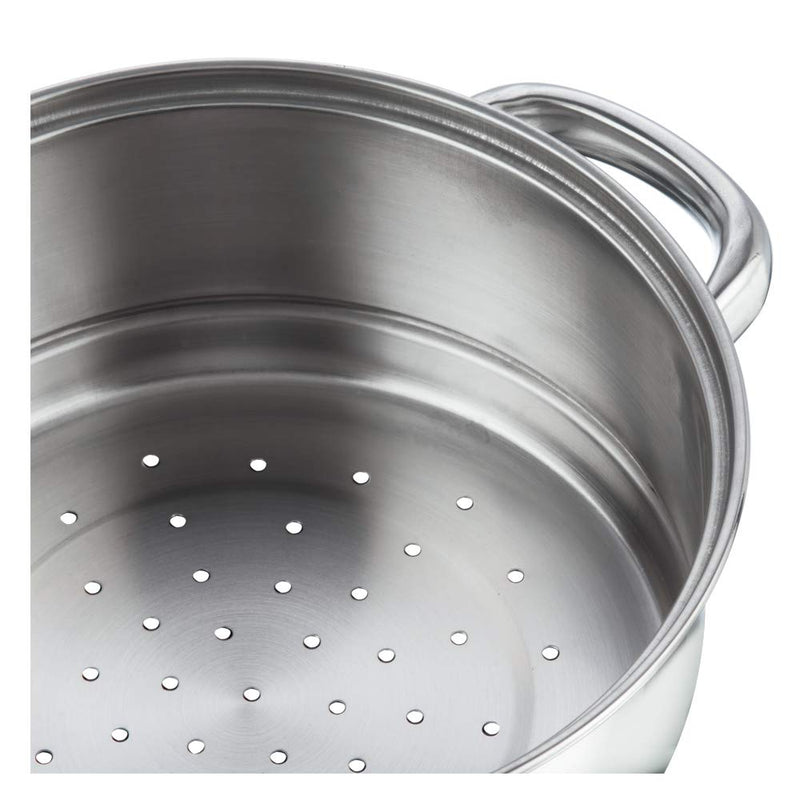 Vinod Stainless Steel 3-Tier Steamer – 20 cm | Momo & Modak Maker | Vegetable Steamer with Glass Lid & Riveted Handles | Induction & Gas Compatible, Silver