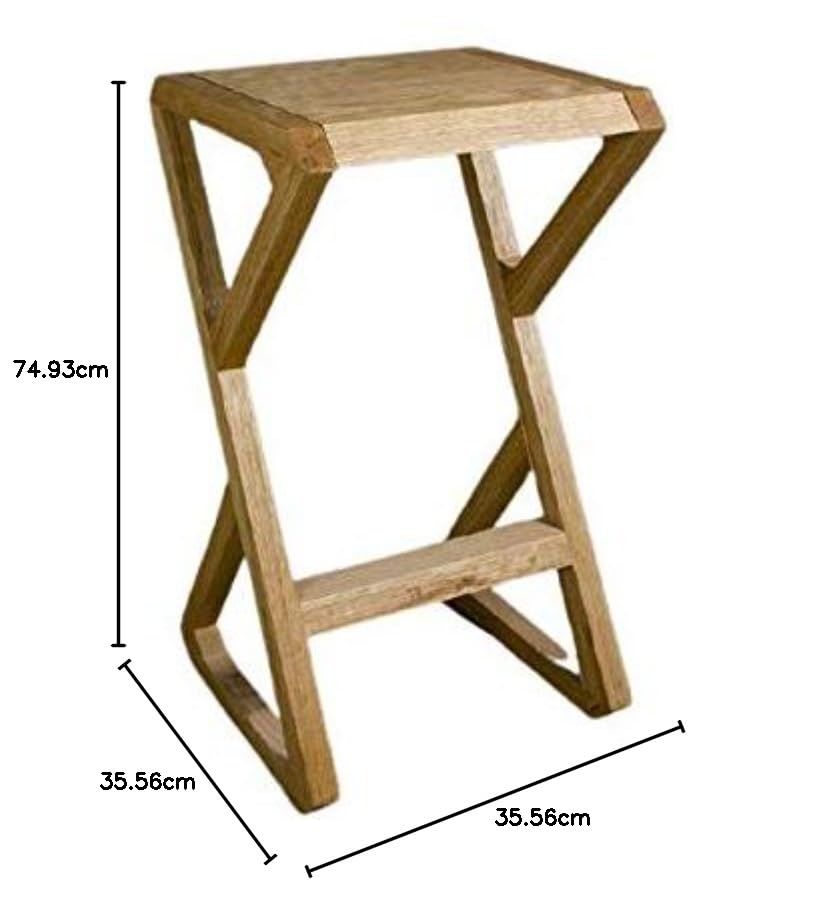 Classic Solid Wood Saddle-Seat Kitchen Counter Stool | Damru Design Bar Stool | bar Chair for Kitchen Set of 2