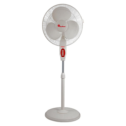 Khaitan Magma 400 MM 3-Blade Pedestal Fan | Adjustable Height | 3-Speed Control | Powder Coated Metal Grill | Telescopic Arrangement | 2-Yr Warranty | White