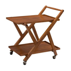 Solid Wood Bar Trolley | Serving Trolley with Wheels | Wooden Wine Cart for Home & Living Room | Whiskey Maple 