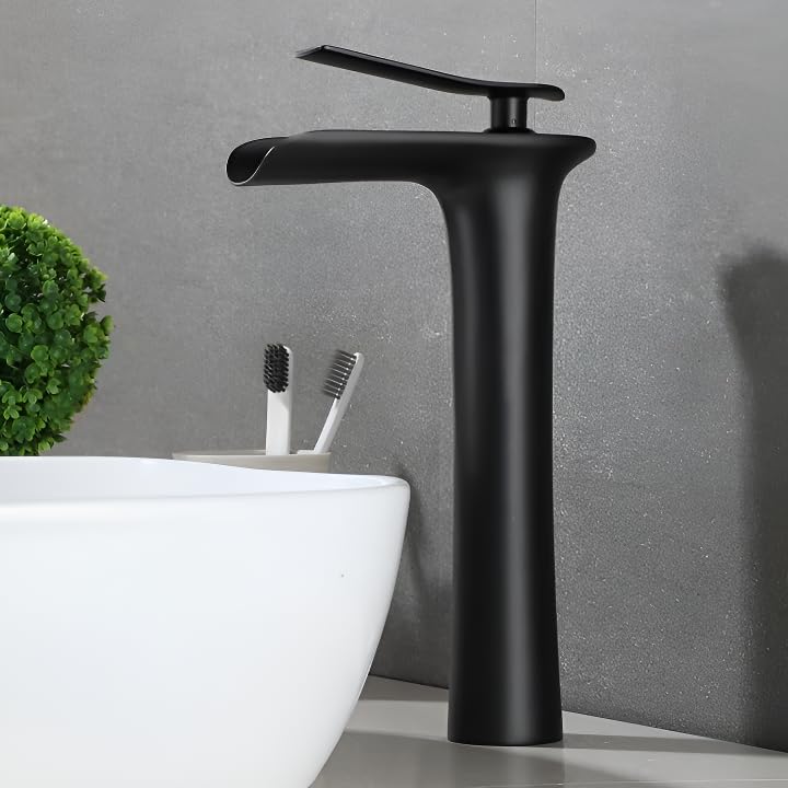 Plantex Designer Pure Brass High Neck Pillar Water Tap for Wash Basin/Single Handle Hot & Cold Basin Mixer (Black)-6