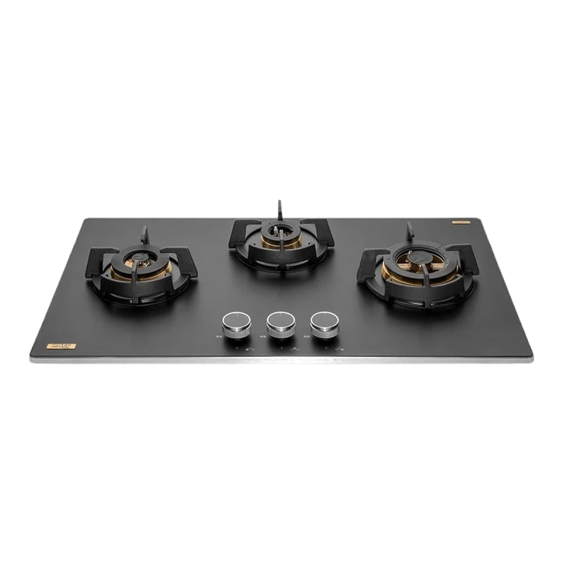 Kaff MSM 783X | Full Brass Burners | Flame Failure Device | Premium Frosted Black Glass With Decorative SS Moulded Strip