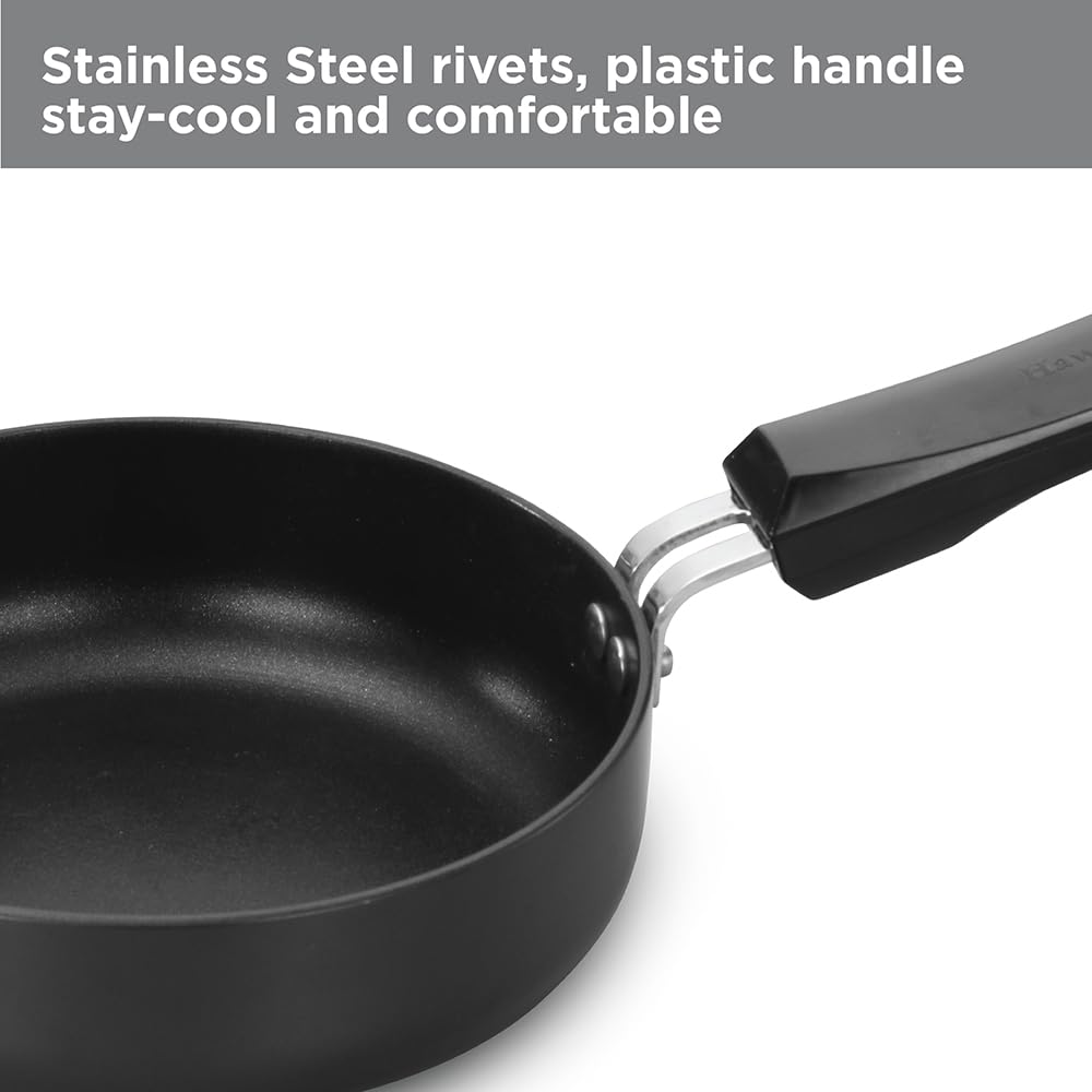 Hawkins Futura 16 cm Frying Pan, Non Stick Fry Pan with Glass Lid, Induction Omelette Pan, Small Frying Pan, Black (INF16G)