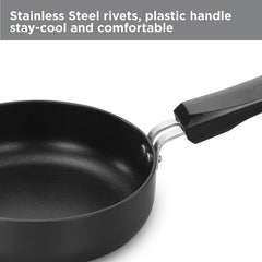 Hawkins Futura 16 cm Frying Pan, Non Stick Fry Pan with Glass Lid, Induction Omelette Pan, Small Frying Pan, Black (INF16G)