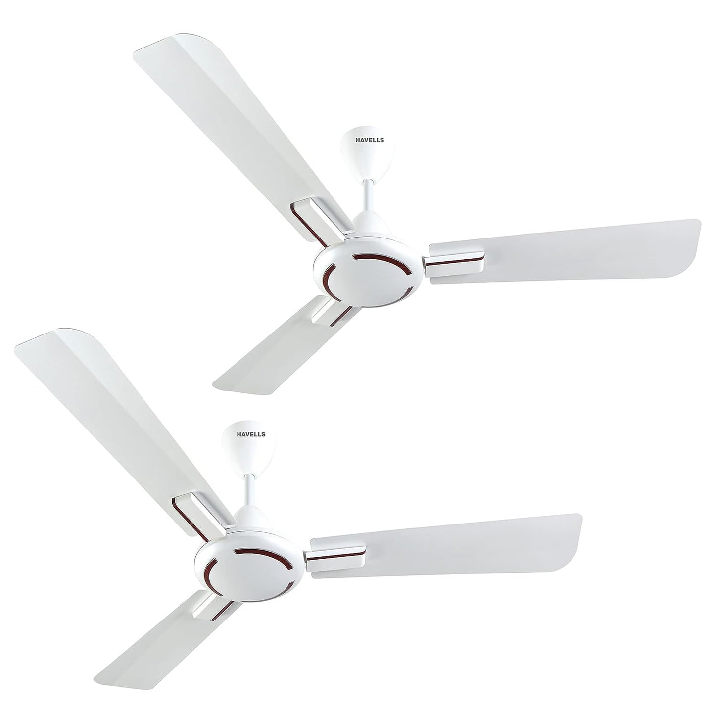 Havells 1200Mm Ambrose Es Ceiling Fan|Premium Finish,Deco. Fan,Elegant Looks,High Air Delivery,Energy Saving,100% Pure Copper Motor|2 Year Warranty By Brand|(4 stars,Pack Of 2,Pearl White Wood)