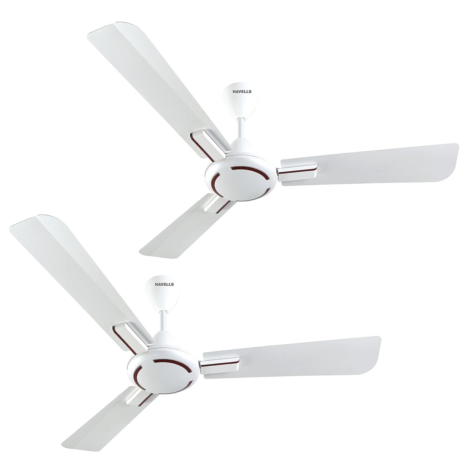 Havells 1200Mm Ambrose Es Ceiling Fan|Premium Finish,Deco. Fan,Elegant Looks,High Air Delivery,Energy Saving,100% Pure Copper Motor|2 Year Warranty By Brand|(4 stars,Pack Of 2,Pearl White Wood)